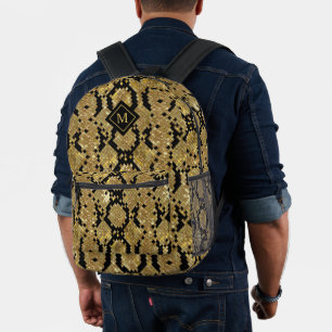 Glittery Animal Skin Print Muster Custom Monogram Bedruckter Rucksack