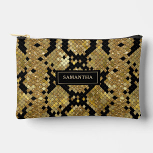 Glittery Animal Skin Print Muster Custom Monogram Zubehörtasche