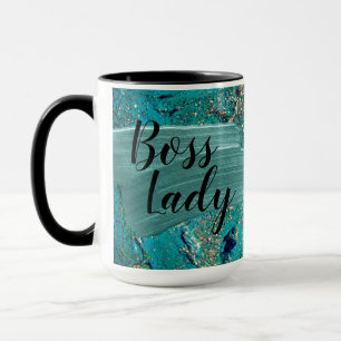 Glittery Aqua Paint Strokes Boss Lady Tasse