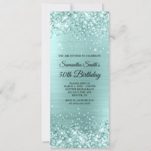 Glittery Bale Turquoise Foil 50. Geburtstag Einladung