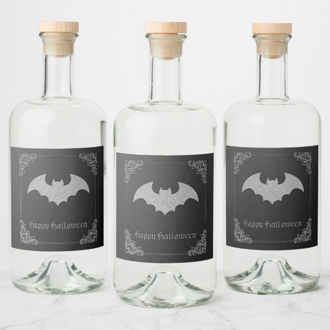 Glittery Bat Halloween Alkoholflaschenetikett (Flaschen)