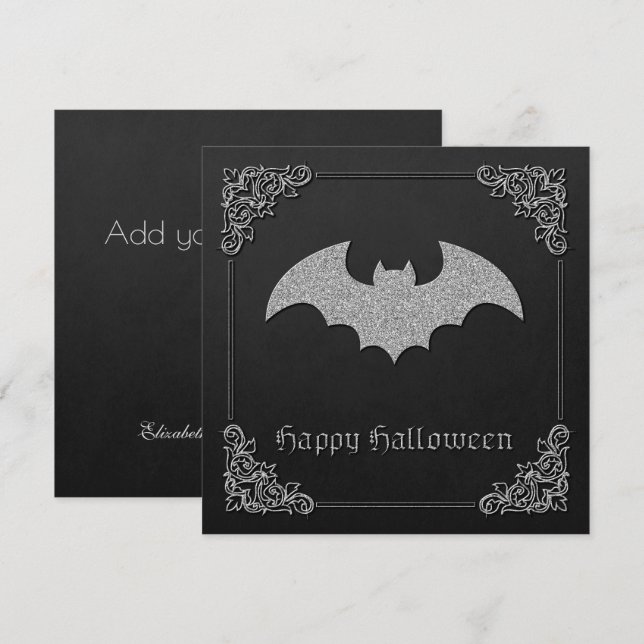 Glittery Bat Halloween Grußkarte (Vorne/Hinten)