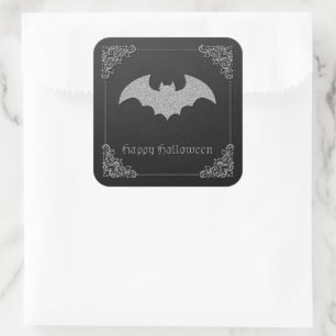Glittery Bat Halloween Quadratischer Aufkleber