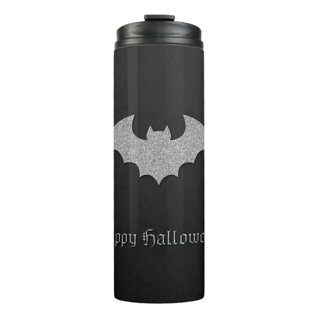 Glittery Bat Halloween Thermosbecher (Vorderseite)