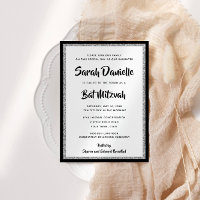 Glittery Bat Mitzvah Black und Silver Rectangle