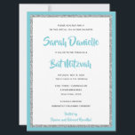 Glittery Bat Mitzvah Blue und Silver Large Einladung<br><div class="desc">Dieses trendige Bat Mitzvah-Angebot besticht durch funkelnden Imitat-Glitzer,  der auf einem soliden Farbhintergrund liegt. Verwenden Sie das Vorlagenformular,  um Ihre eigenen Informationen hinzuzufügen. Das Design Tool kann verwendet werden,  um den Stil,  die Farbe und das Layout des Schriftartes zu ändern.</div>