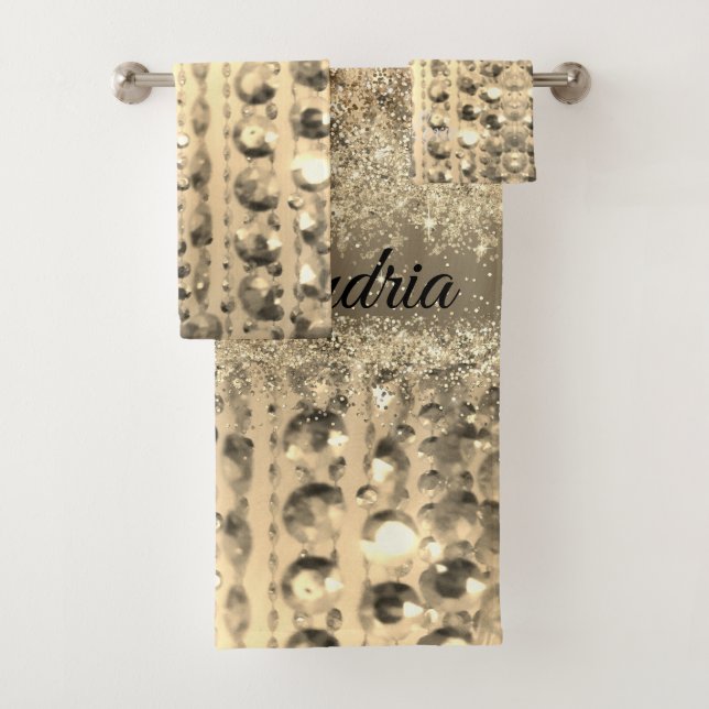 Glittery Beads Personalisiert Glitzy Badhandtuch Set (Insitu)