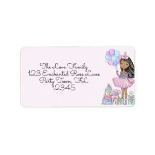 Glittery Birthday American Girl Unicorn Adressaufkleber