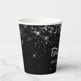 Glittery Black 60. Geburtstag Pappbecher