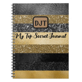 Glittery, Black and Gold Top Secret Journal Notizblock
