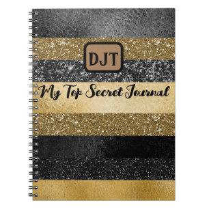 Glittery, Black and Gold Top Secret Journal Notizblock