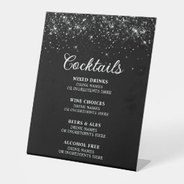 Glittery Black Cocktails Bar Menu Sockelschild
