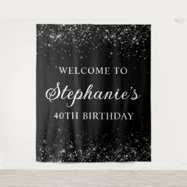 Glittery Black Willkommen am 40. Geburtstag Wandteppich