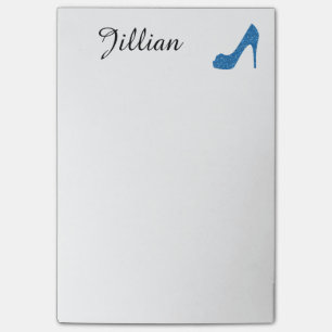 Glittery blauer hoher Absatz Post-it Klebezettel