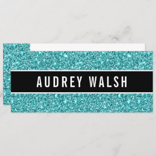 Glittery Blue Chic Sequin Black Gift Certificate Einladung