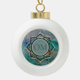 Glittery Blue Elegante OM Lotus Keramik Ball Chr Keramik Kugel-Ornament