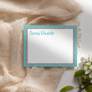 Glittery Blue & Silver Personalisiert Dankeschön C Dankeskarte