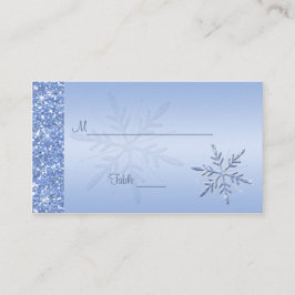 Glittery Blue Snowflakes Placecards Platzkarte