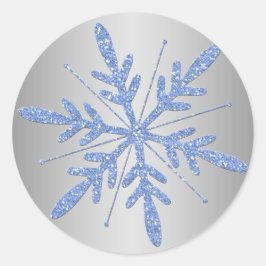 Glittery Blue und Silver Snowflake Sticker