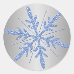 Glittery Blue und Silver Snowflake Sticker