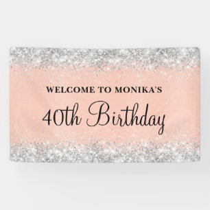 Glittery Blush Rose Foil 40. Geburtstag Willkommen Banner