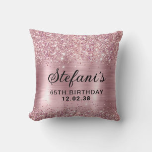 Glittery Blush Rose Goldener Film 65. Geburtstag Kissen