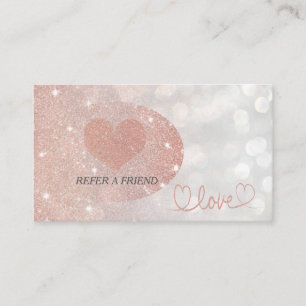 Glittery bokeh Kalligraphie Rose Gold Liebe Herz Empfehlungskarte