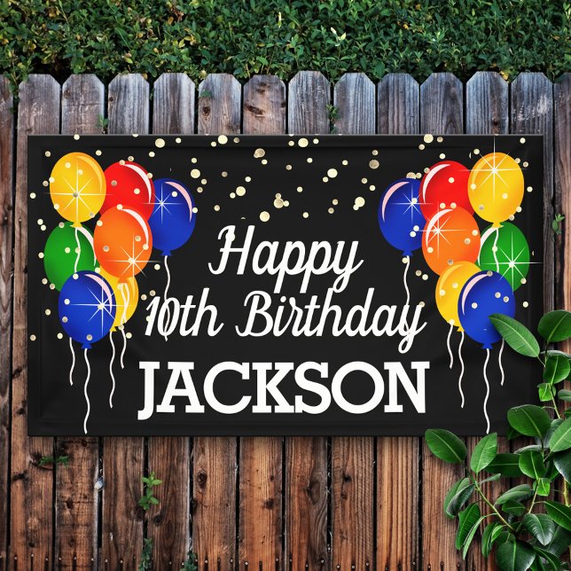 Glittery Bright Color Balloons Happy Birthday Banner (Von Creator hochgeladen)