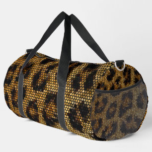 Glittery Brown Leopard Muster Duffle Bag