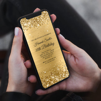 Glittery Brushed Gold Foil 18. Geburtstag Einladung