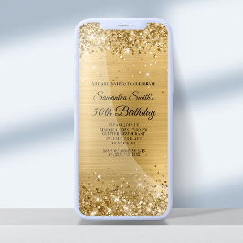 Glittery Brushed Gold Foil 50. Geburtstag Einladung
