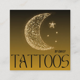 Glittery Celestial Moon Tattoo Salon Quadratische Visitenkarte