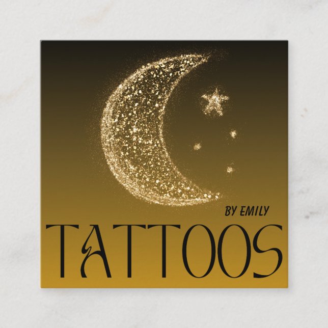 Glittery Celestial Moon Tattoo Salon Quadratische Visitenkarte (Vorderseite)