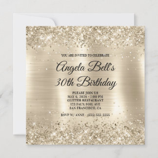 Glittery Champagne Gold Foil 30. Geburtstag Einladung