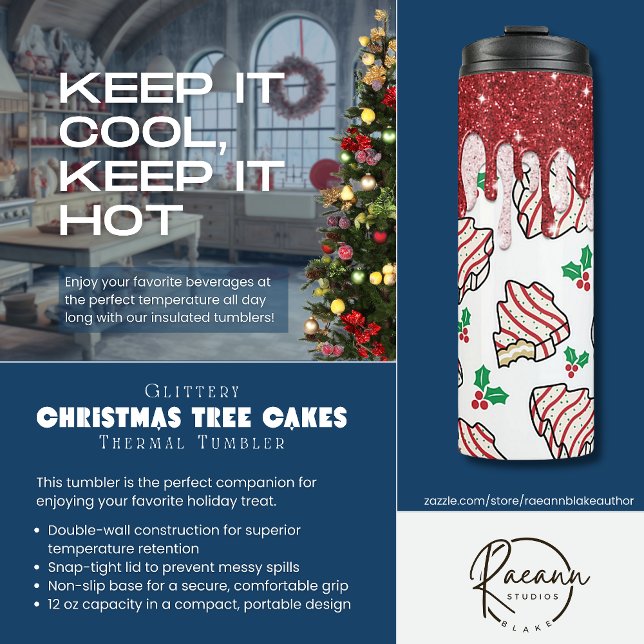 Glittery Christmas Tree Cakes Thermal Tumbler Thermosbecher (Von Creator hochgeladen)