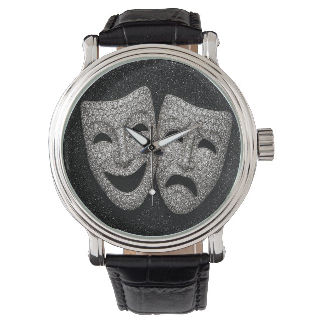 Glittery Comedy & Tragedy Drama Mask Armbanduhr (Vorderseite)