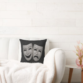 Glittery Comedy & Tragedy Drama Mask Kissen