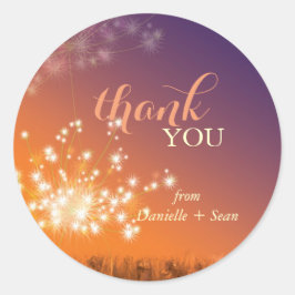 Glittery Dandelion Wedding Vielen Dank Runder Aufkleber