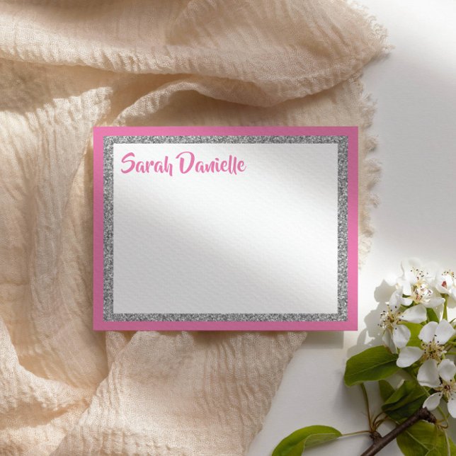 Glittery Dark Pink und Silber Vielen Dank Flachkar Dankeskarte (Von Creator hochgeladen)