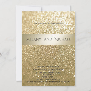 Glittery extravaganter, moderner Goldstreifen Einladung