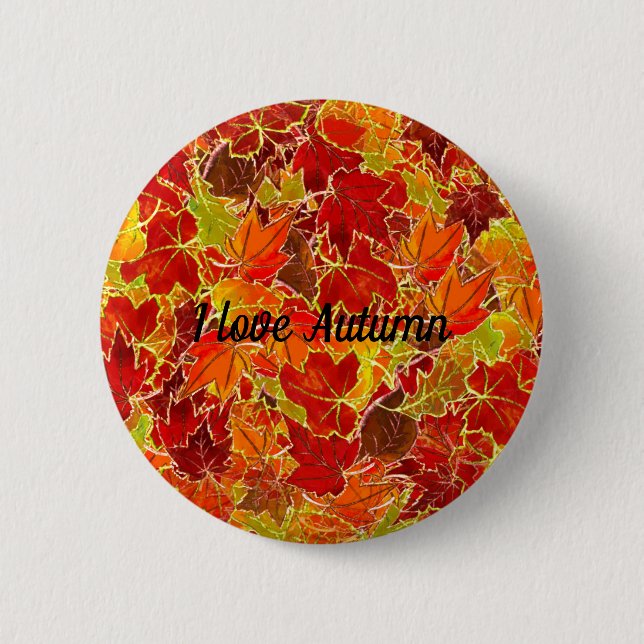 Glittery Fall Maple Blätter Button (Vorderseite)