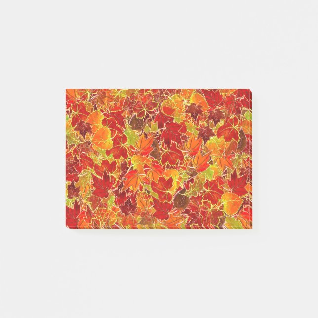 Glittery Fall Maple Blätter Post-it Klebezettel (Vorderseite)