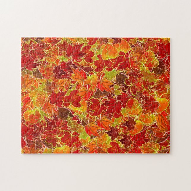 Glittery Fall Maple Blätter Puzzle (Horizontal)