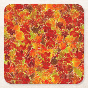 Glittery Fall Maple Blätter Rechteckiger Pappuntersetzer