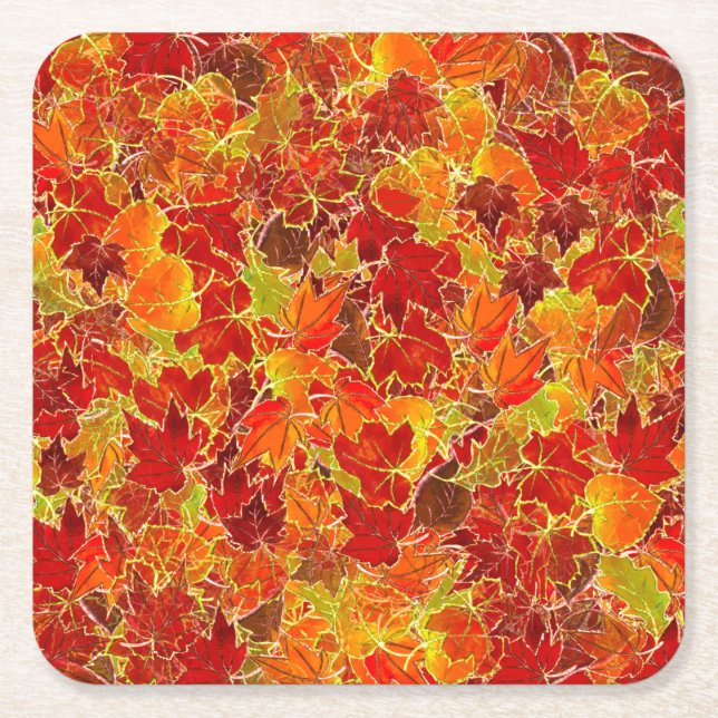 Glittery Fall Maple Blätter Rechteckiger Pappuntersetzer (Vorderseite)