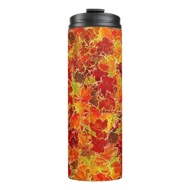 Glittery Fall Maple Blätter Thermosbecher (Vorderseite)