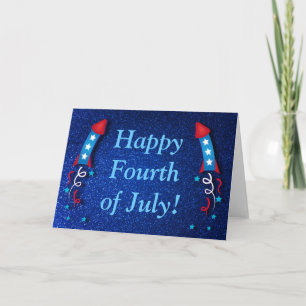 Glittery Fireworks Rocket 4. Juli Card Karte