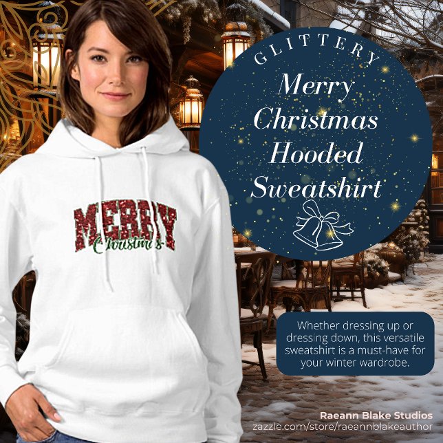 Glittery Frohe Weihnachten Hooded Sweatshirt (Von Creator hochgeladen)
