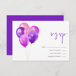 Glittery Fuchsia Mauve Balloon 60. Geburtstagspart RSVP Karte