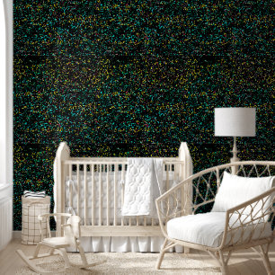 Glittery Galaxy Patterns Black Yellow Multicolor Tapete